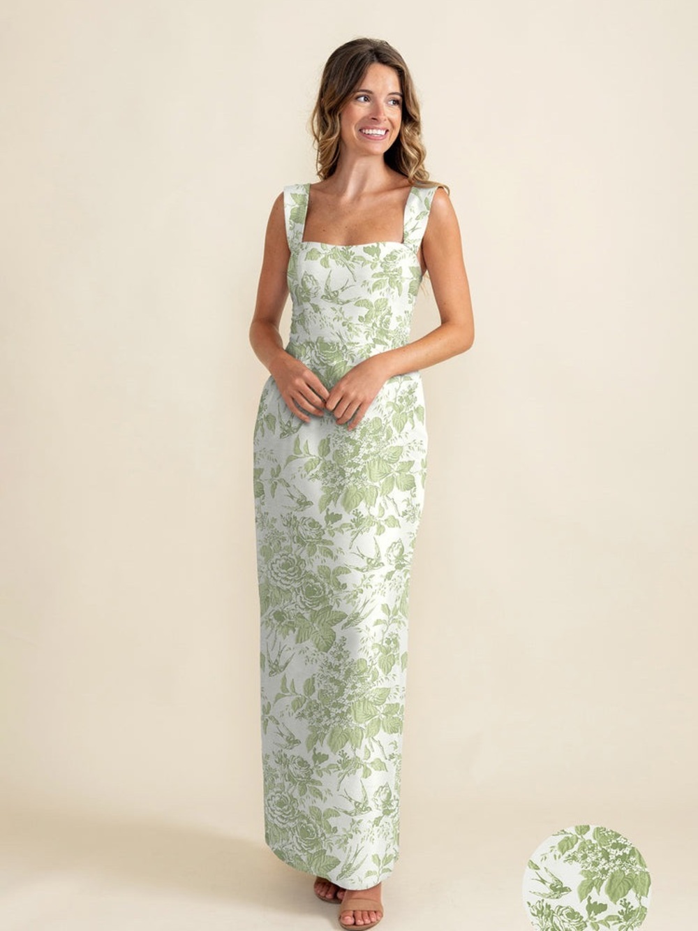 Lula Kate Beckett Dress Green Garden Floral Jacquard - Bridesmaid Dress